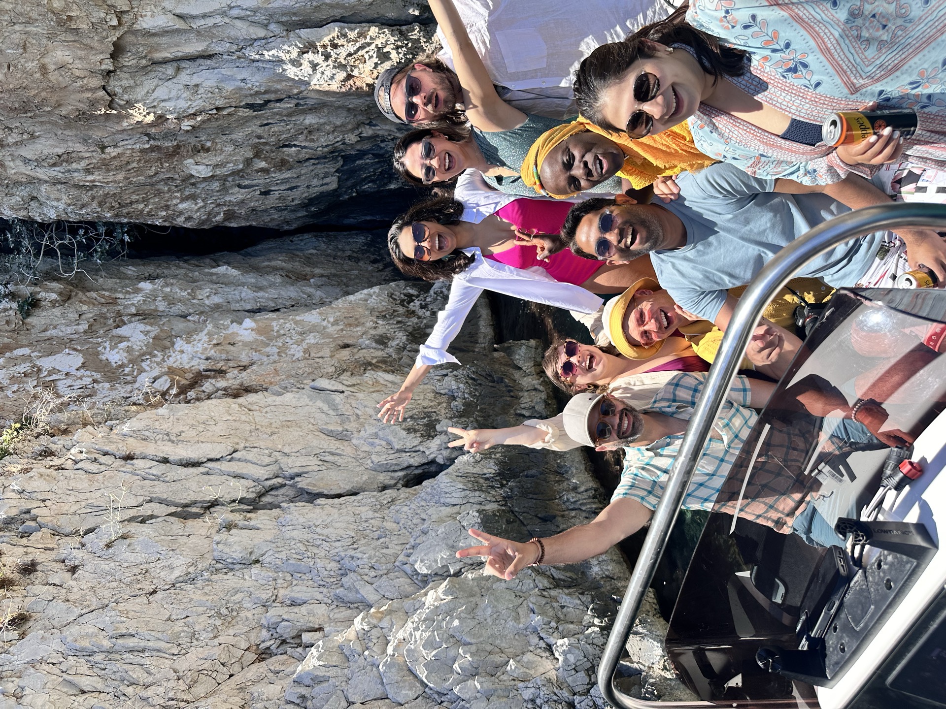Group boat excursion along the Greek coast